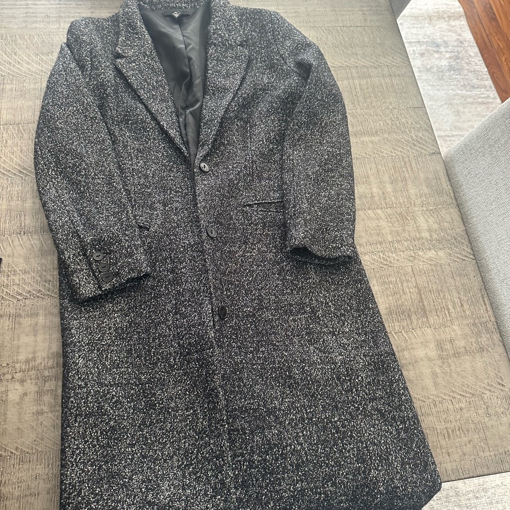 H&M Men's Gray Tweed Trench Coat